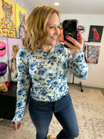 MM Blair Long Sleeve Top - Sapphire Floral {XS-3X} - KaraMarie