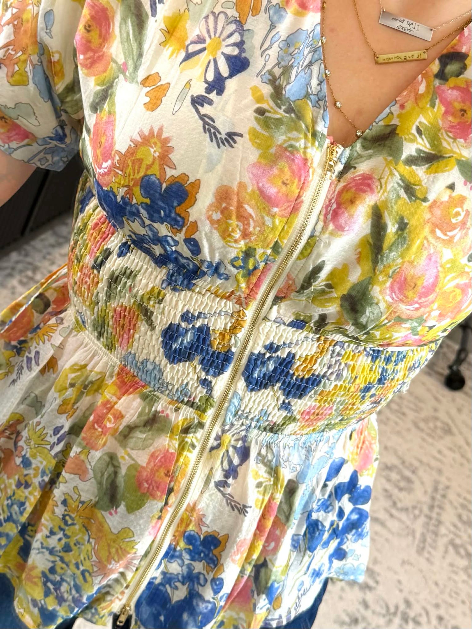 Flora Zip Blouse {S-L} - KaraMarie