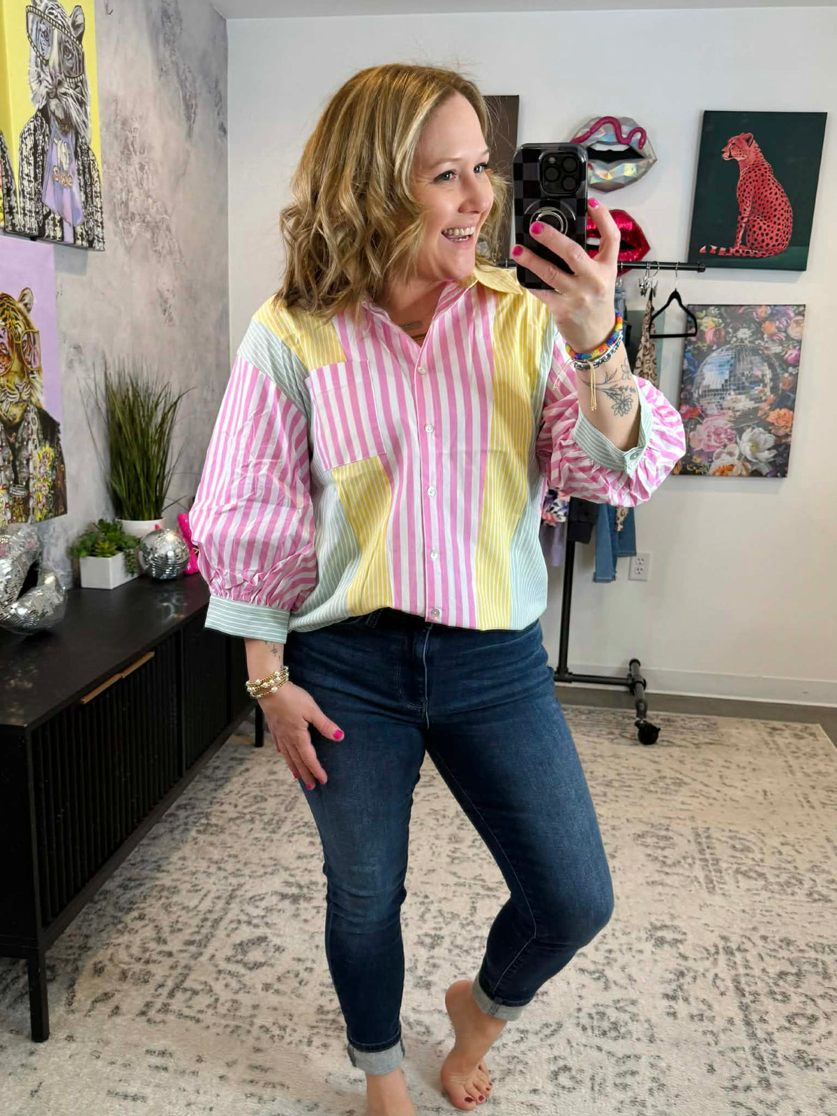 Pastel Horizon Puff Sleeve Blouse {S-2X} - KaraMarie