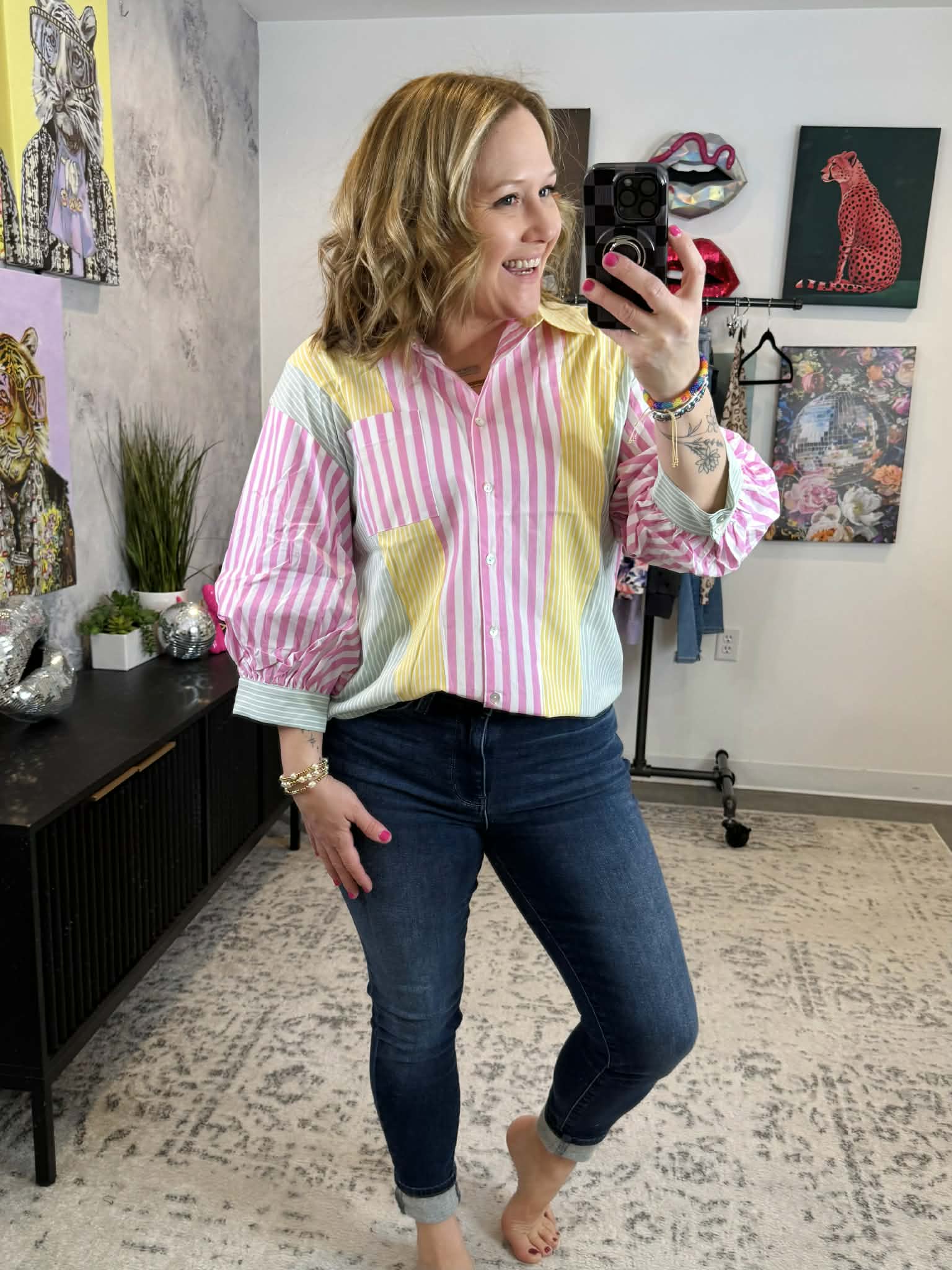 Pastel Horizon Puff Sleeve Blouse {S-2X} - KaraMarie