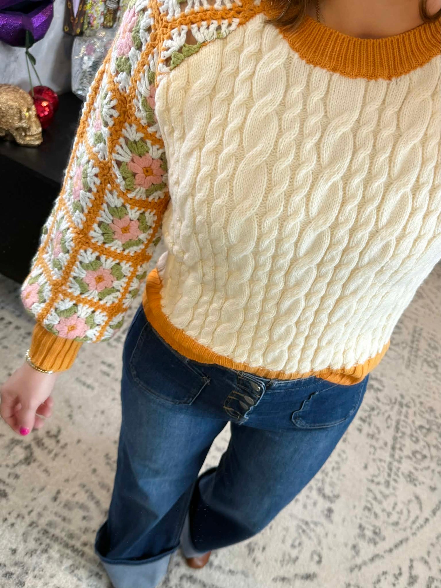 Crafted Squares Cable Knit Sweater {S-XL} - KaraMarie