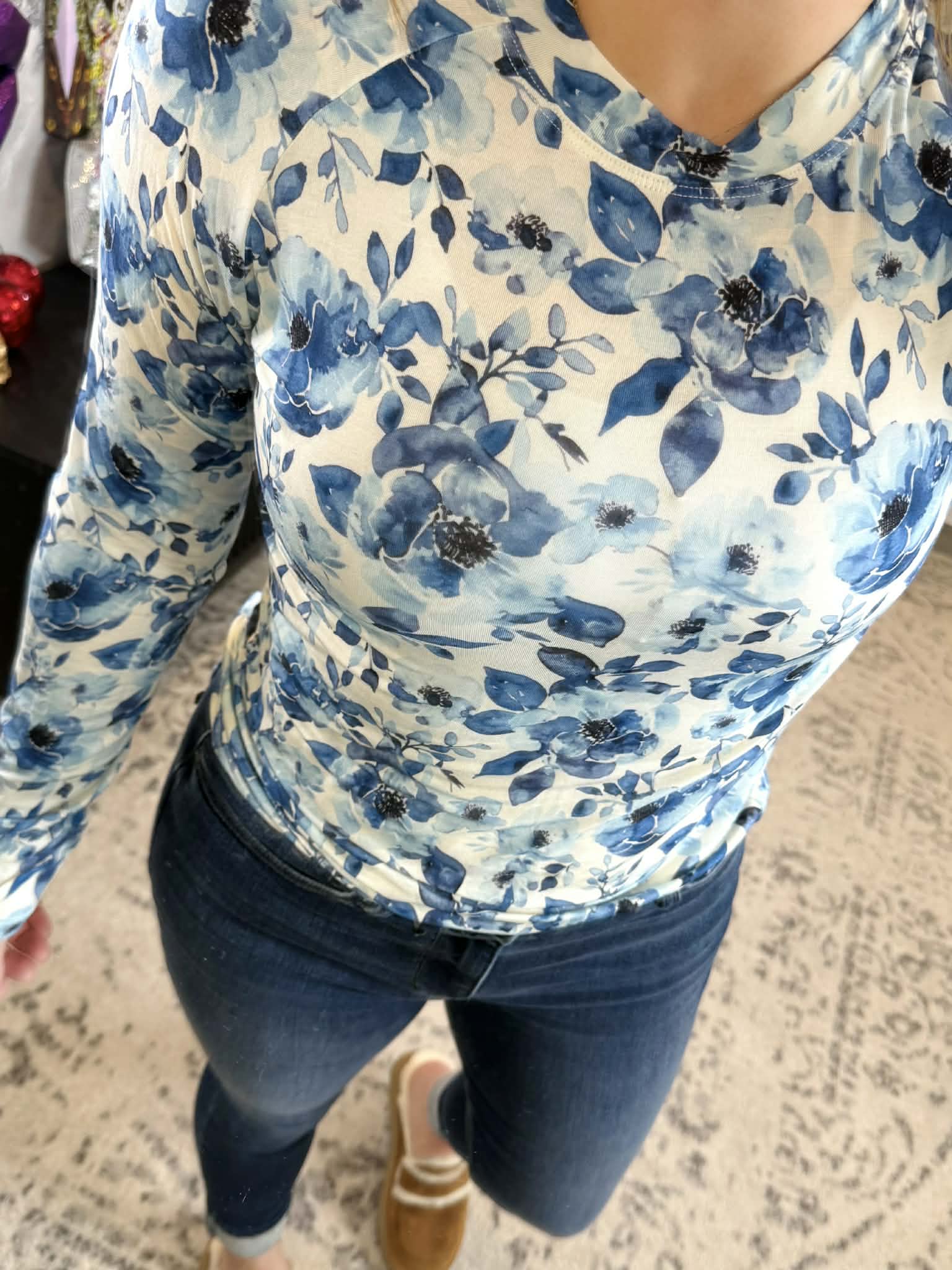 MM Blair Long Sleeve Top - Sapphire Floral {XS-3X} - KaraMarie