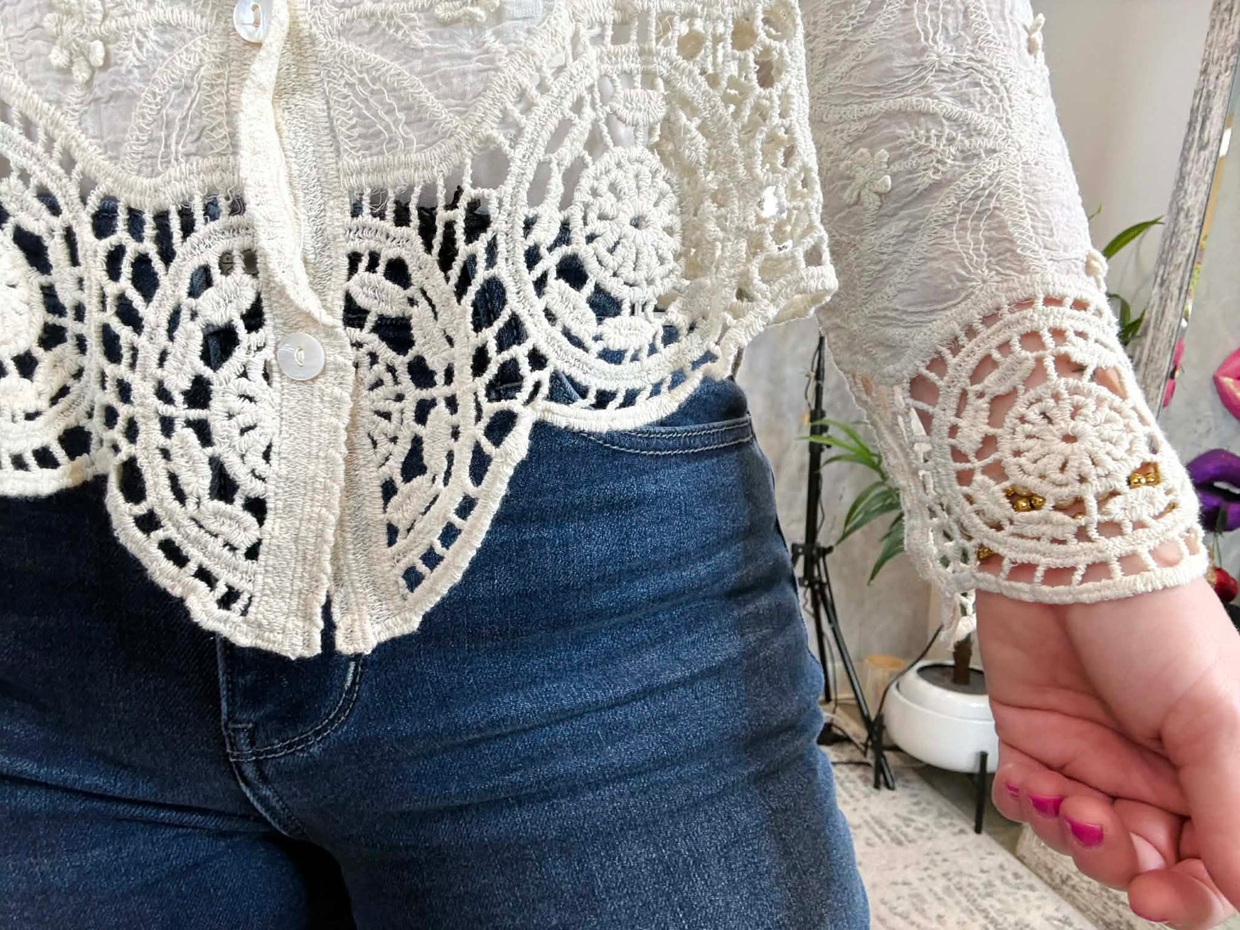 Embroidered Meadow Button-Down Top {S-3X} - KaraMarie