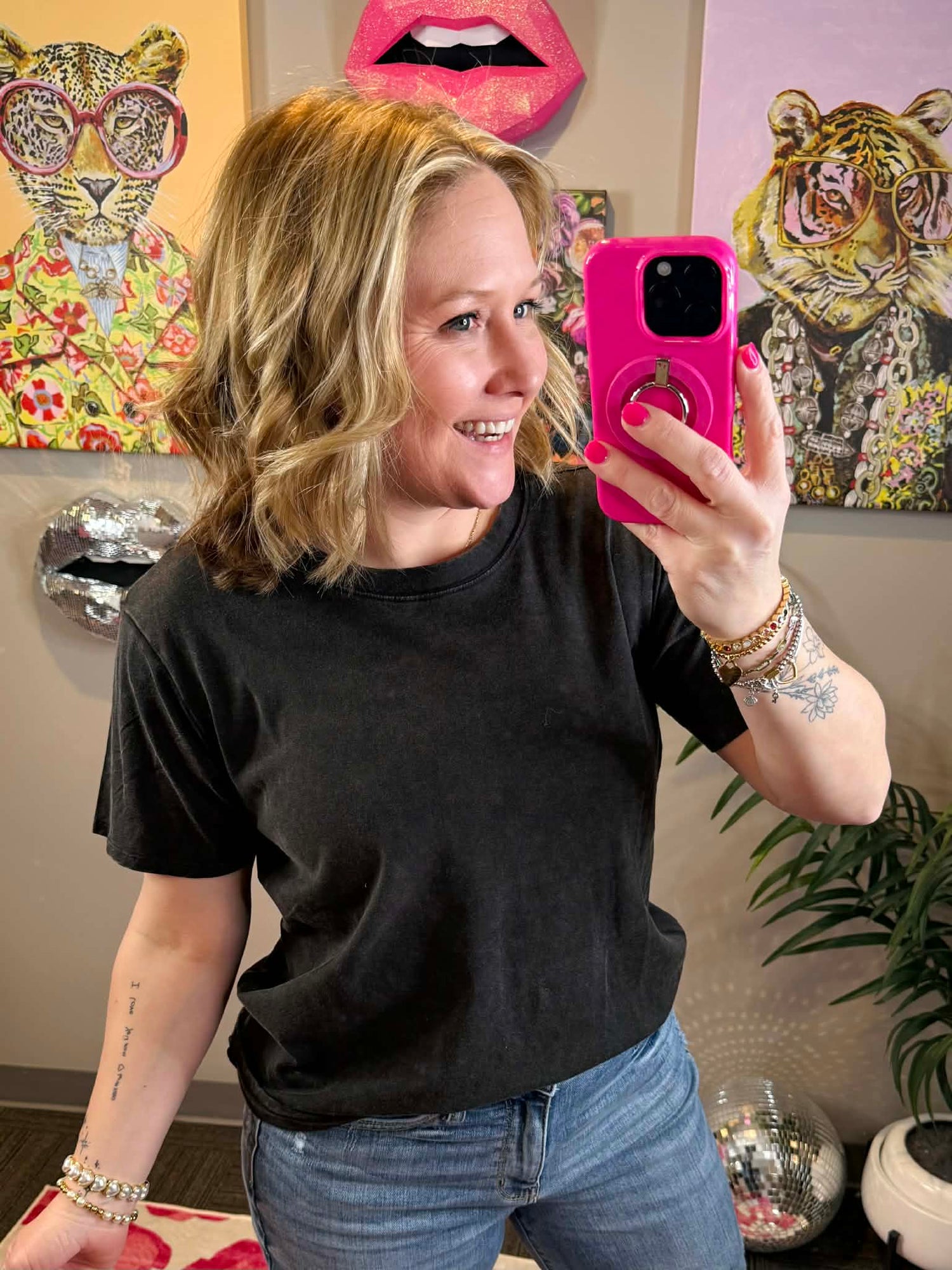 Vintage Fade Short Sleeve Top - Ash Black {S-3X}