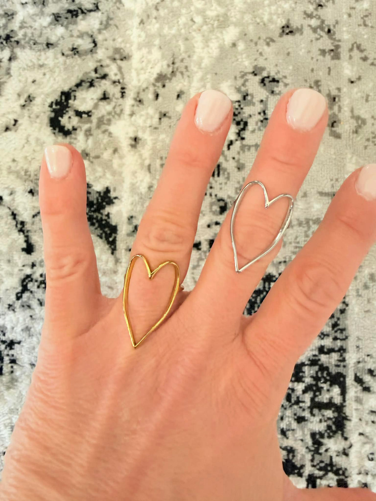 Large Hollow Heart Ring in Gold or Silver Metal {Waterproof Jewelry} - KaraMarie
