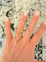Large Hollow Heart Ring in Gold or Silver Metal {Waterproof Jewelry} - KaraMarie