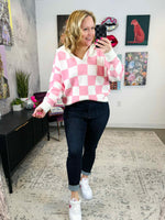 MM Checkered Hoodie - Pink & White {S-3X} - KaraMarie