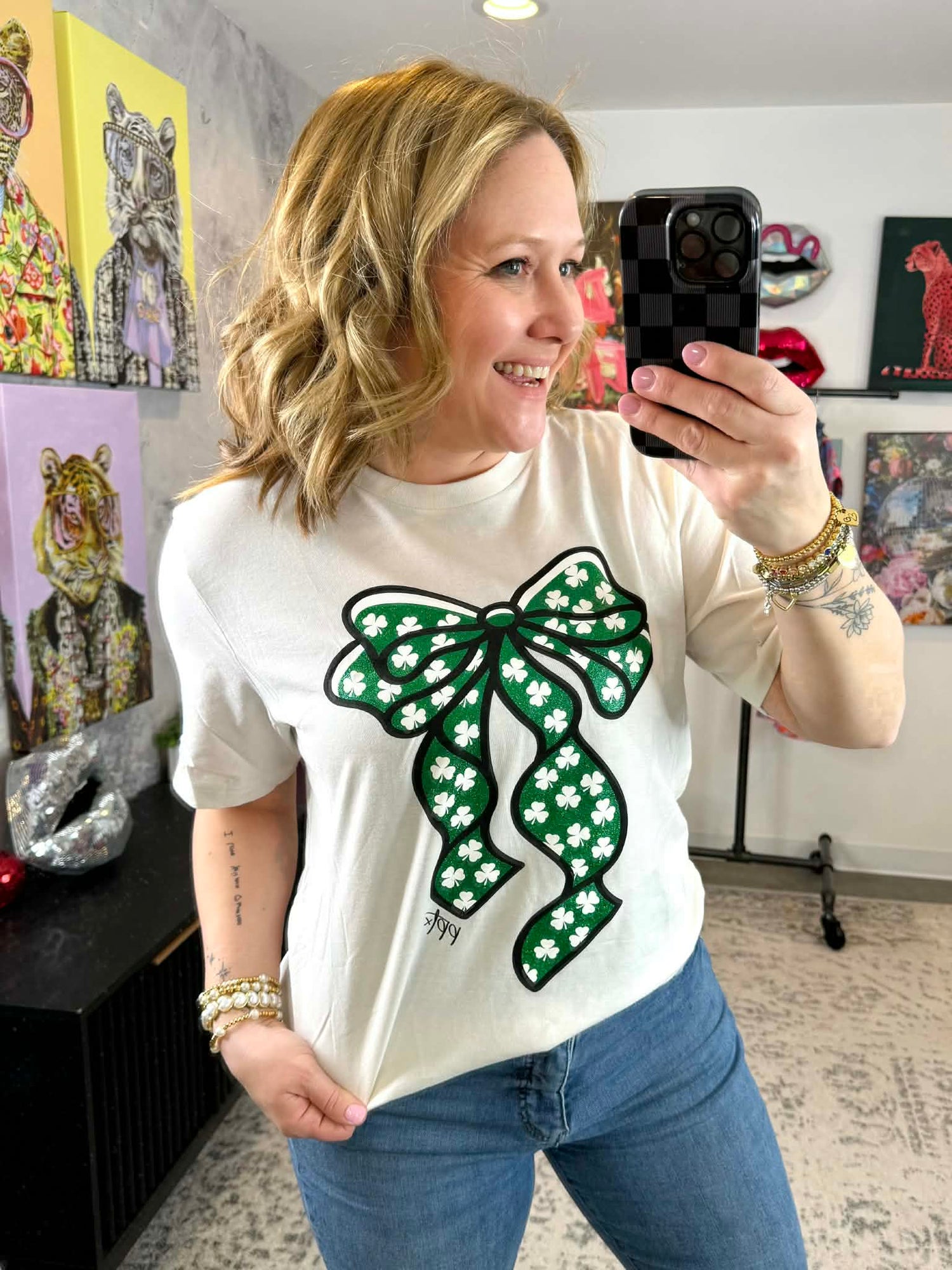 Shamrock Bow Graphic Tee {S-3X} - KaraMarie
