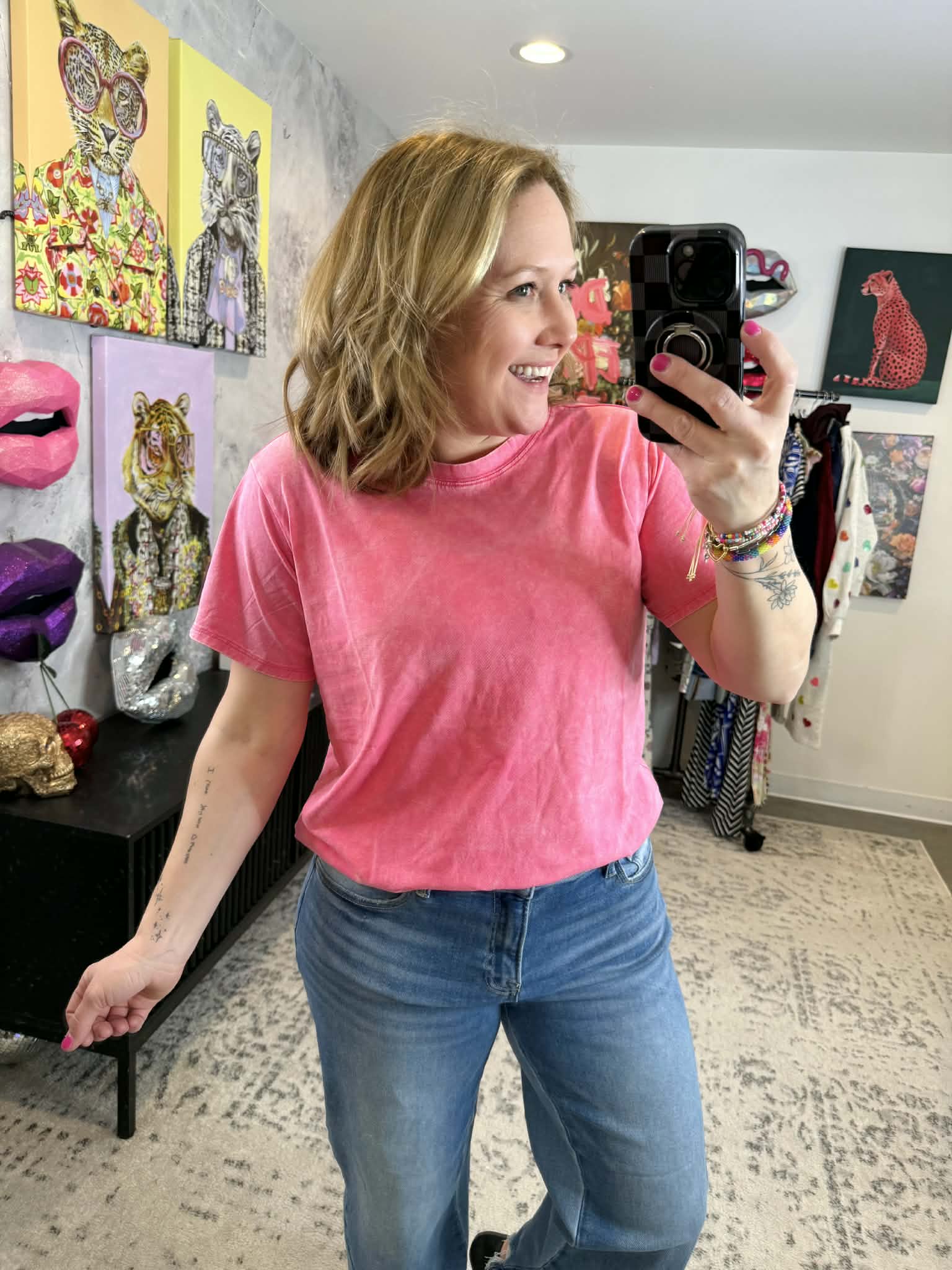 Vintage Fade Short Sleeve Top - Fuchsia {S-3X} - KaraMarie