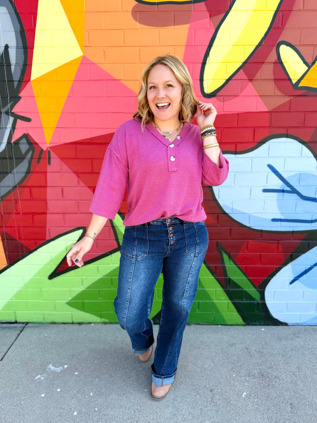 Essential Waffle V-Neck Top - Multiple Colors! {S-3X} - KaraMarie
