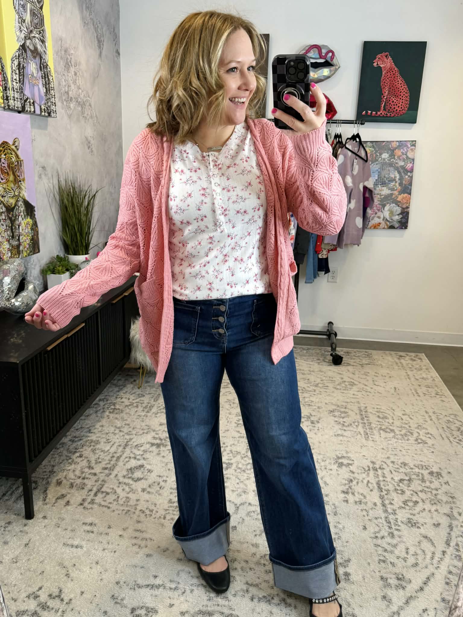 MM Open Knit Cardigan - Rose {S-3X} - KaraMarie