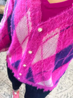 Fuschsia Fairway Sweater Cardigan {S-2X} - KaraMarie