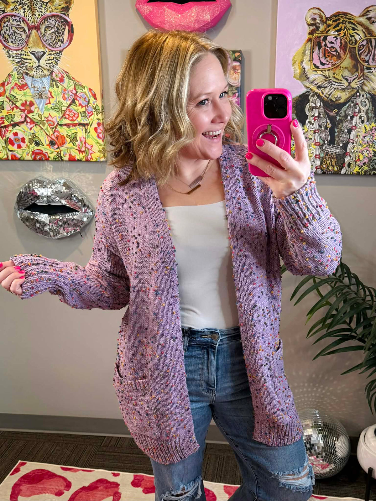 BLAKELEY Miley Dot Cardigan - Lavender {OS-Curvy} - KaraMarie