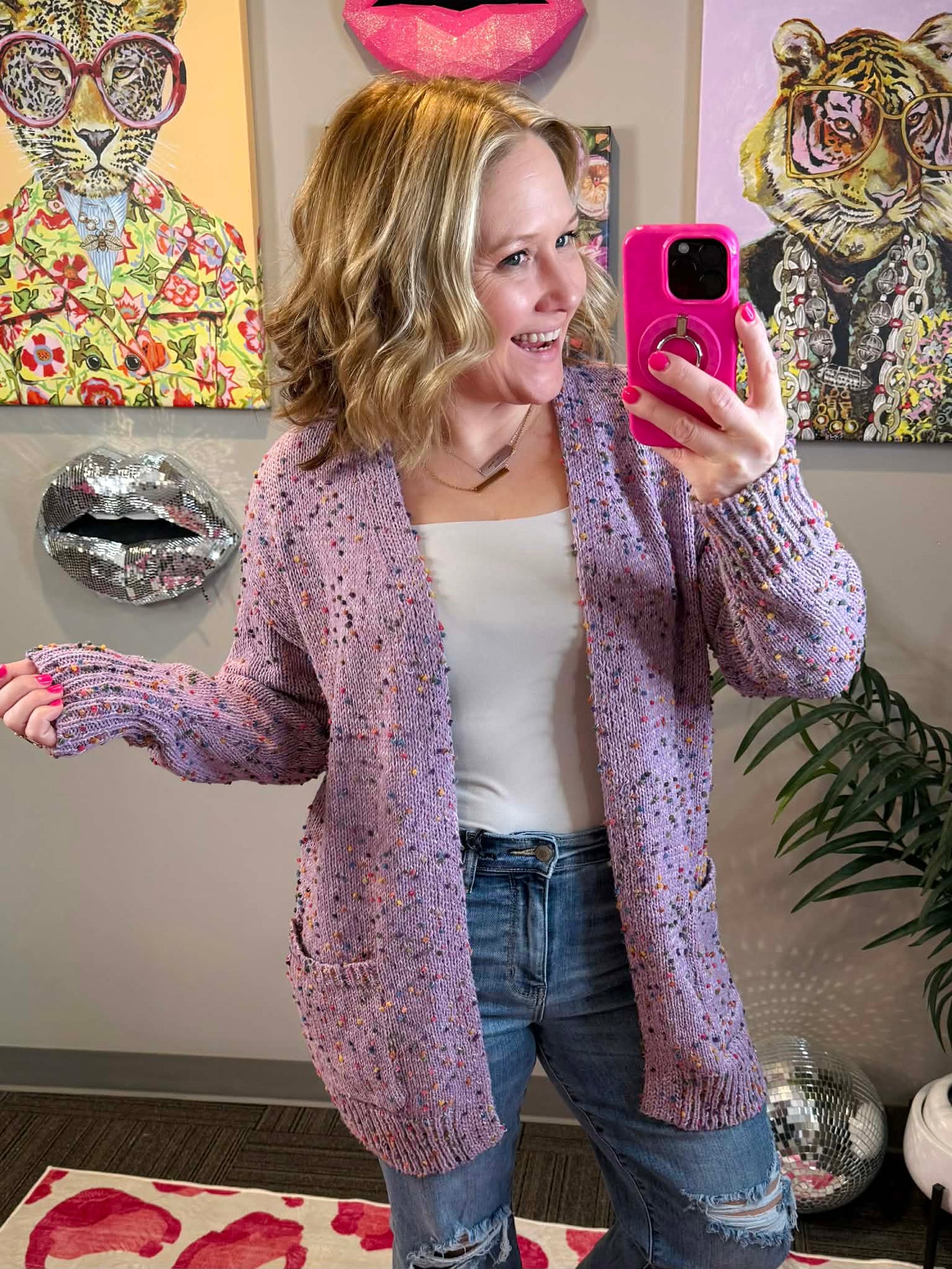 BLAKELEY Miley Dot Cardigan - Lavender {OS-Curvy} - KaraMarie