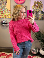 Pink Frost Cable Knit Sweater {S-XL} - KaraMarie