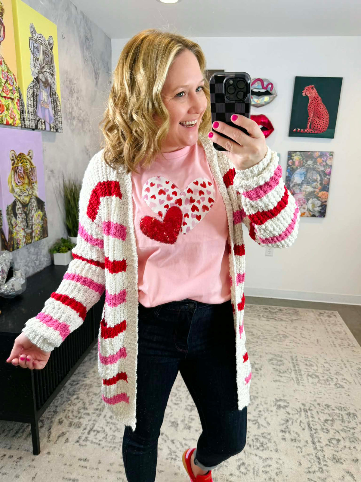 MM Valentine's Stripe Cardigan {XS-2X} - KaraMarie