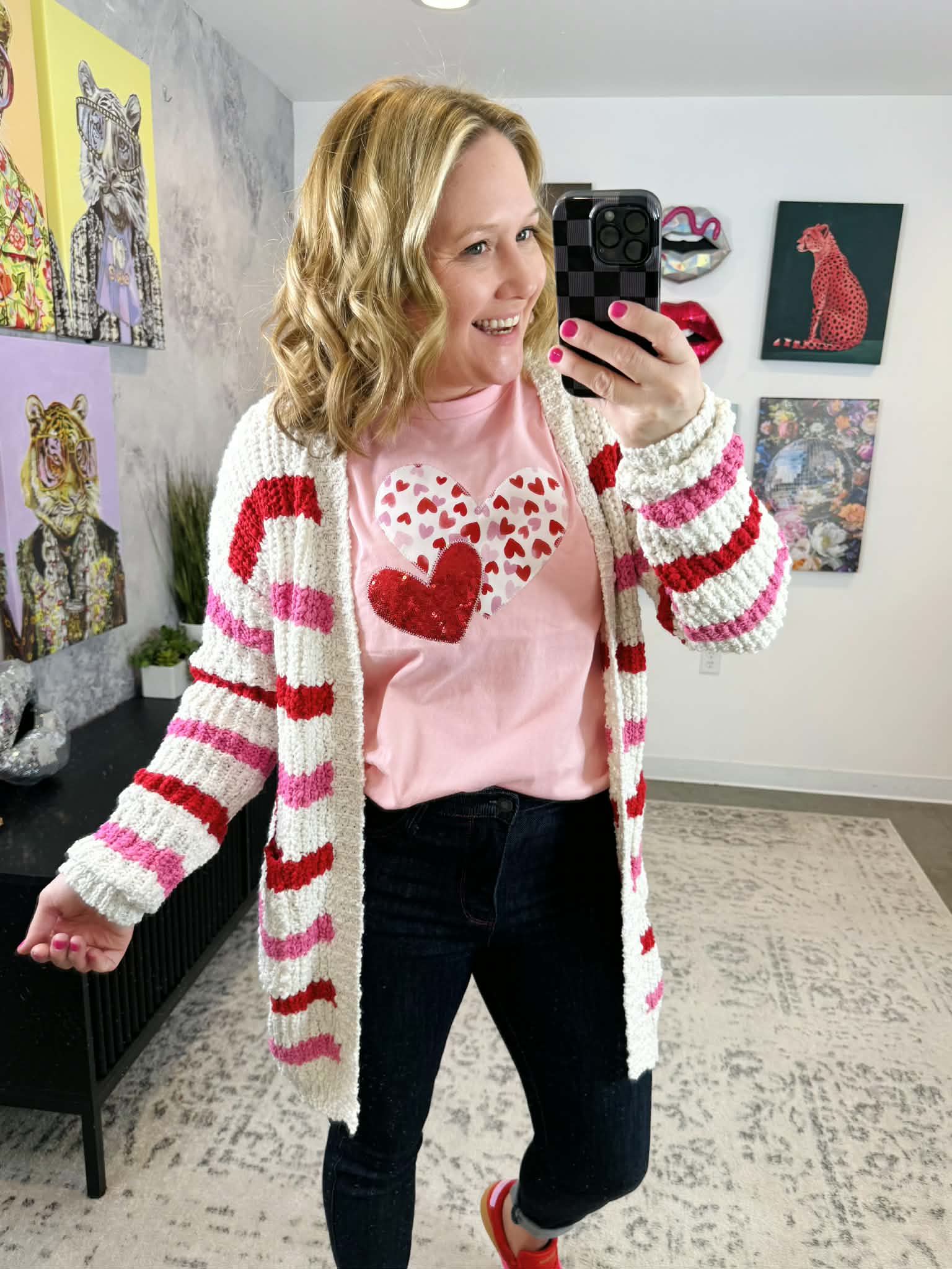 MM Valentine's Stripe Cardigan {XS-2X} - KaraMarie