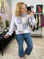 MM Checkered Pullover Sweater - Lavender {S-3X} - KaraMarie