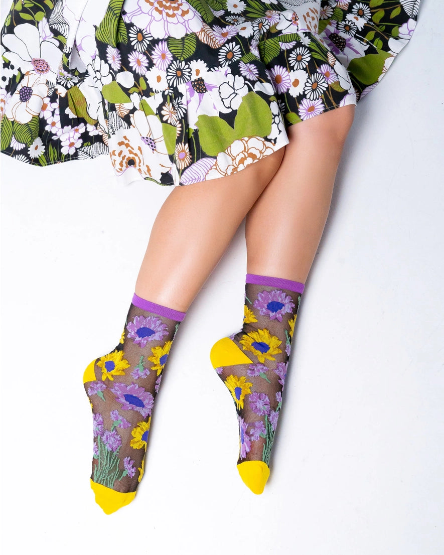 Sock Candy - Mixed Sunflowers Sheer Sock