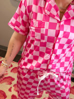 Pajama Set - Button Down - Pink Checker {S-3X} - KaraMarie