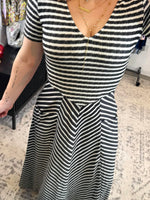Blakeley Calista Stripe Dress - White/Black {XS-2X} - KaraMarie