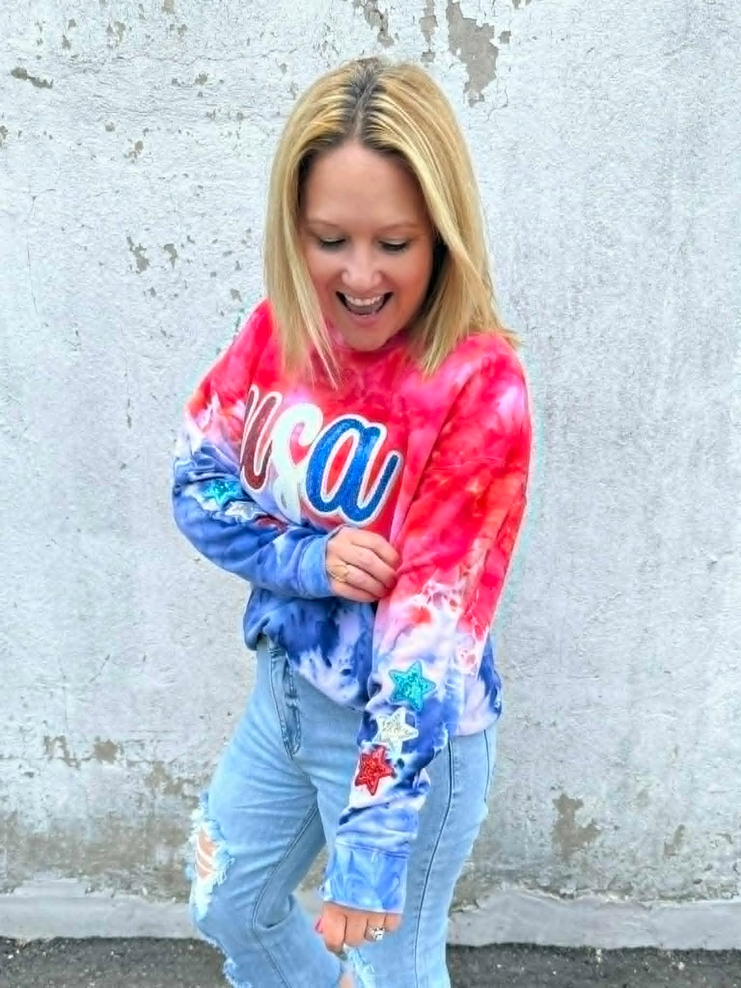 Custom Ice Dyed USA Sweatshirts {S-2X} - KaraMarie