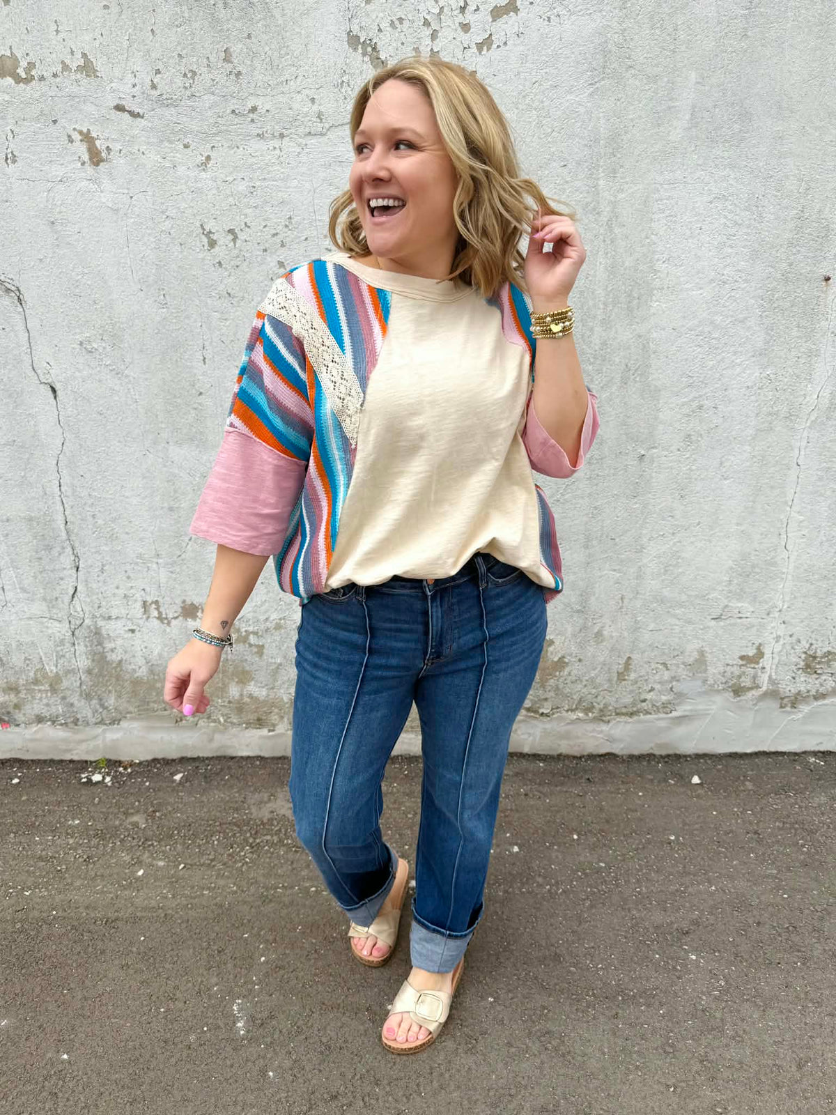 Happy Threads Top in Natural {S-L} - KaraMarie
