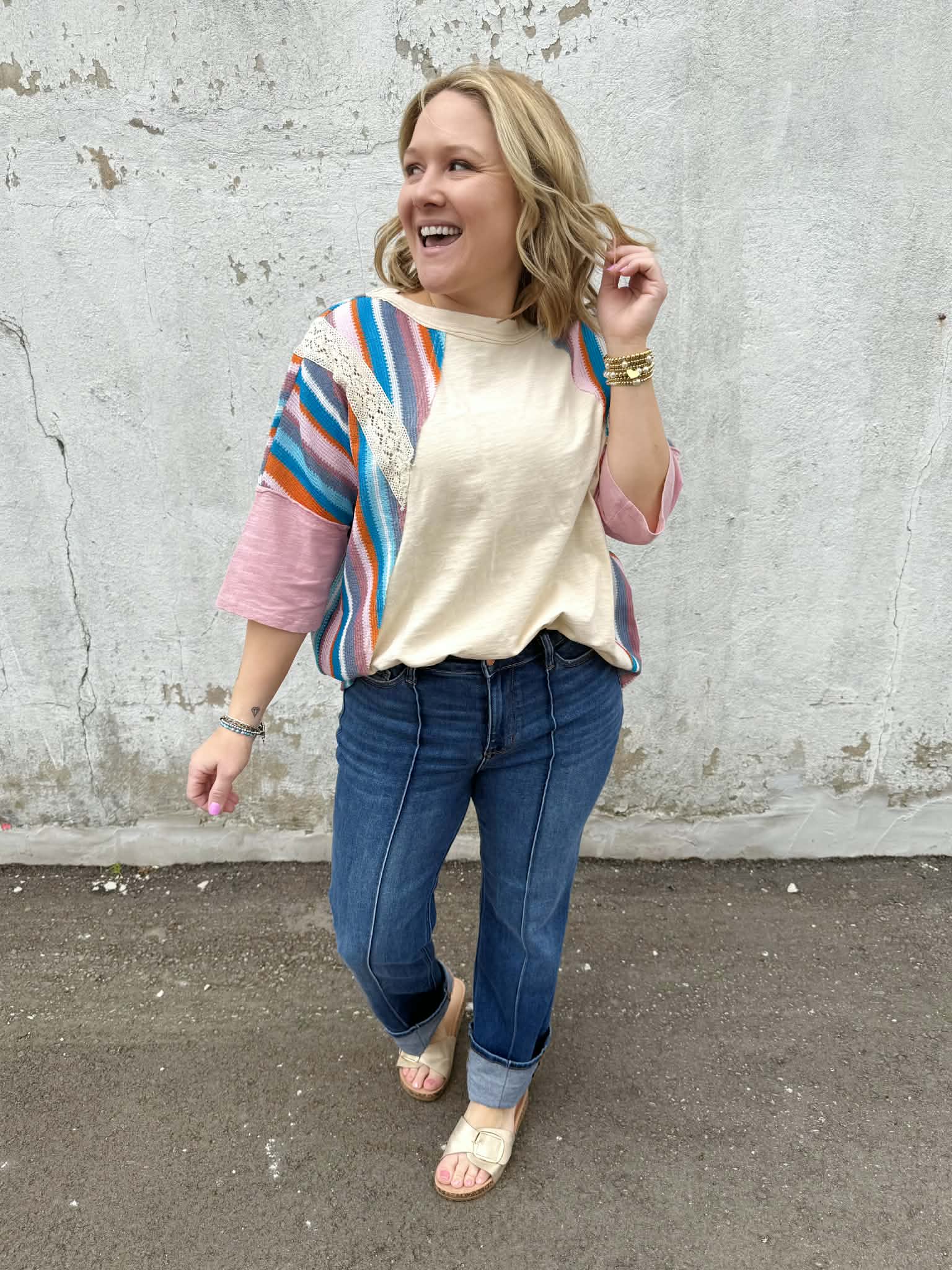 Happy Threads Top in Natural {S-L} - KaraMarie