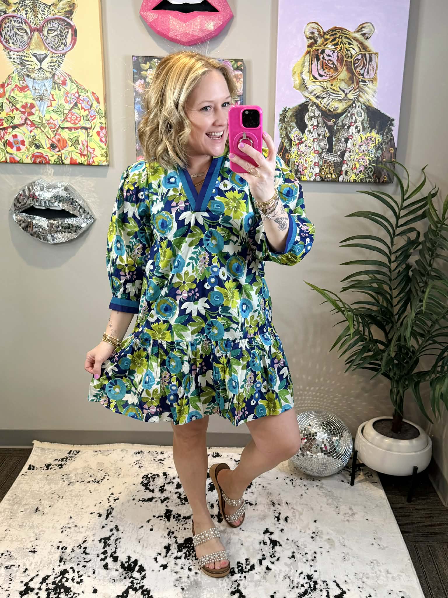 Petal Whirl Mini Dress in Navy {S-L} - KaraMarie