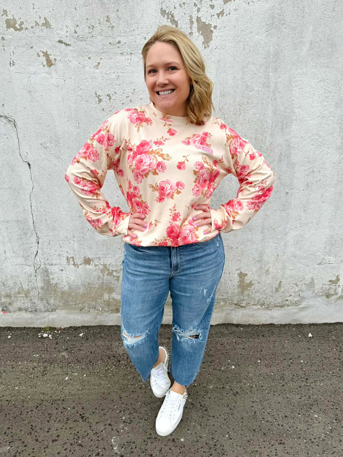Ampersand University Side Slit Pullover - Petal Season {S-3X} - KaraMarie