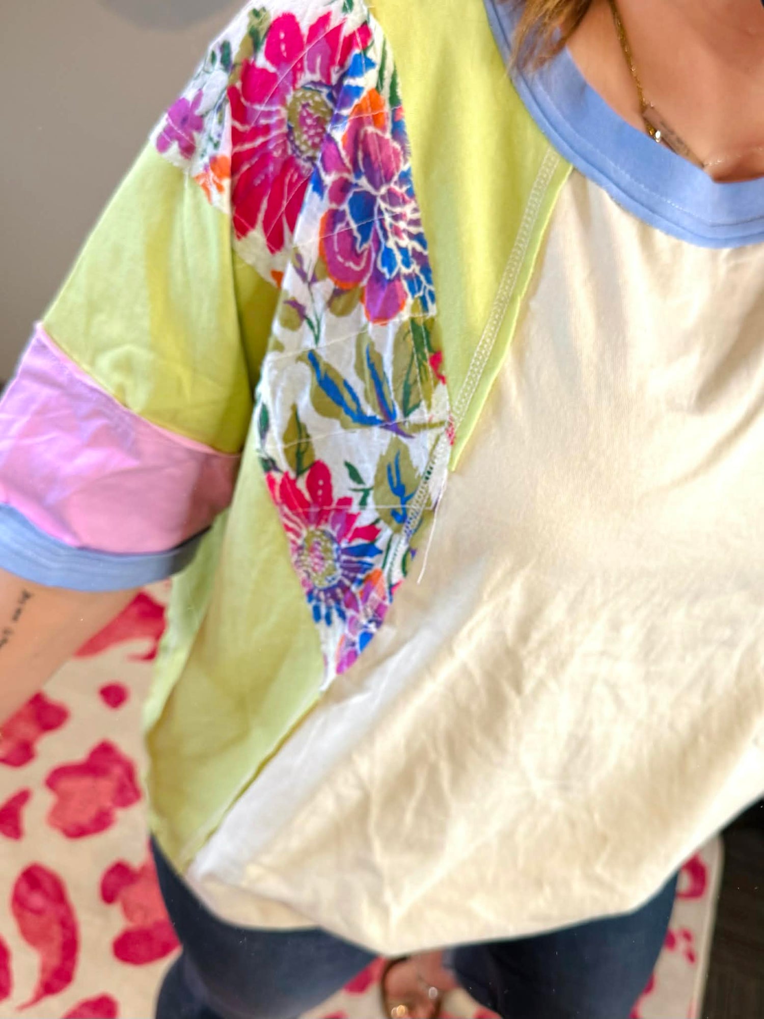 Floral Fusion Top in Lime {S-L}