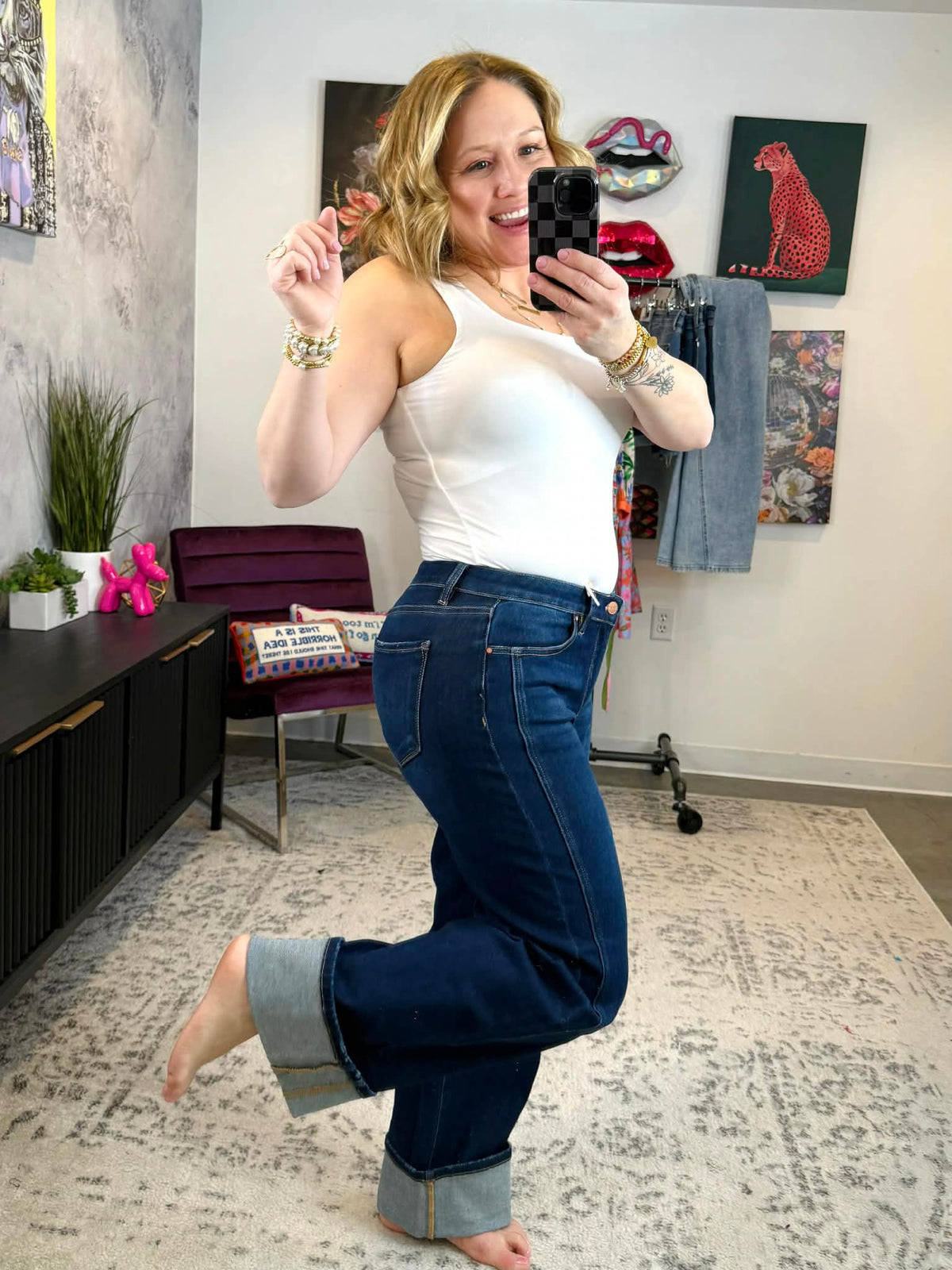 Risen Straight-Up Cuffed Jeans {1-3X} - KaraMarie