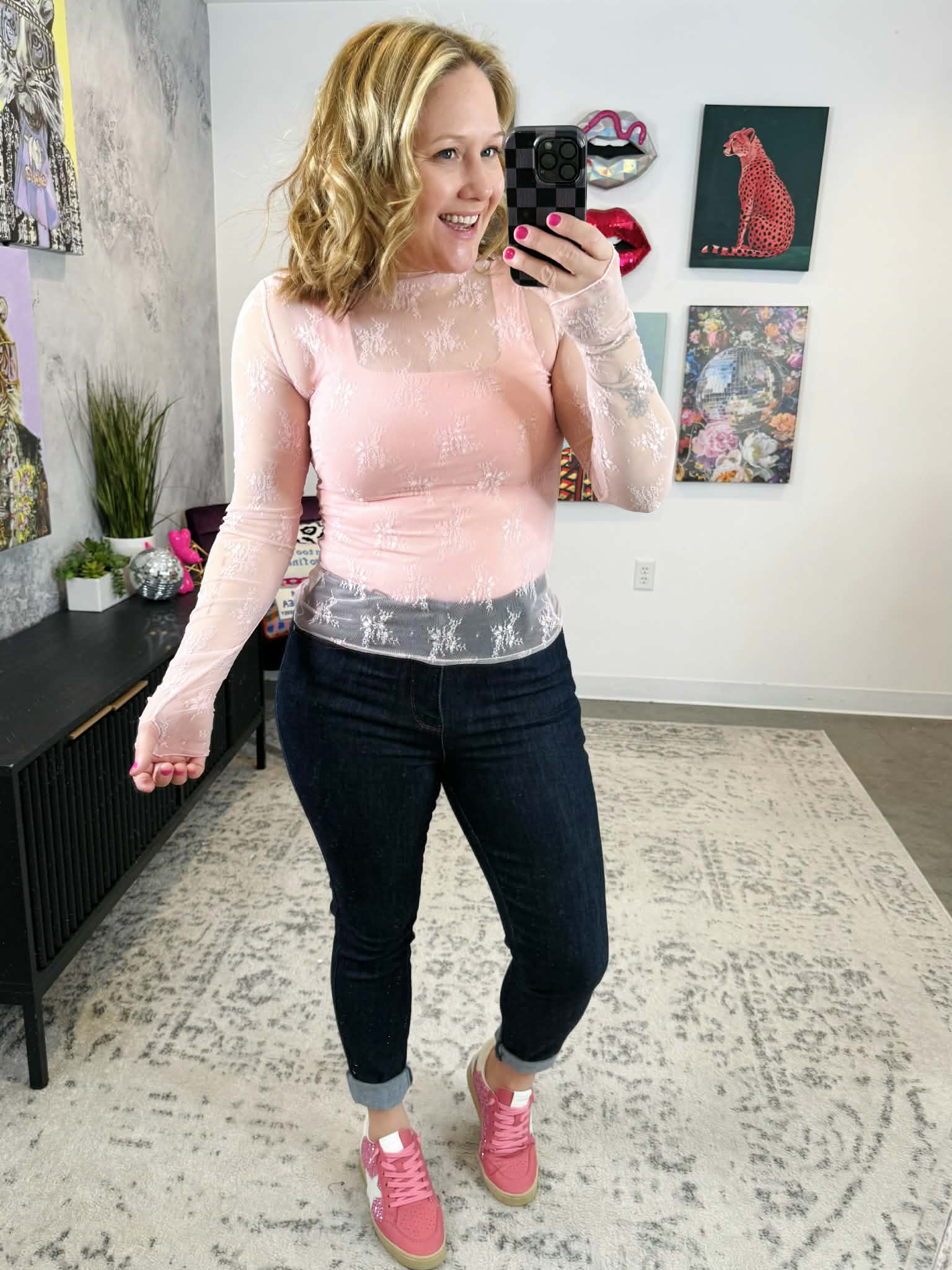 Sheer Grace Mesh Lace Top in Blush {S-XL} - KaraMarie