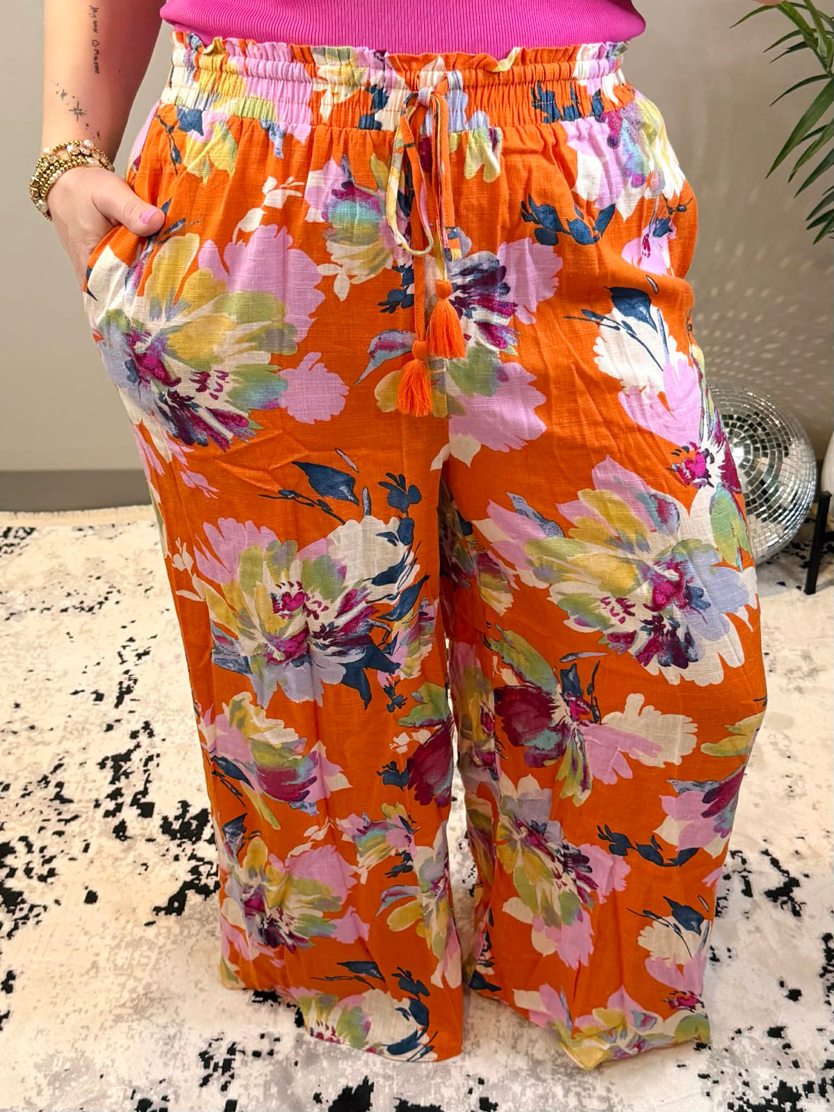 Floral Tango Linen Pants {S-3X} - KaraMarie