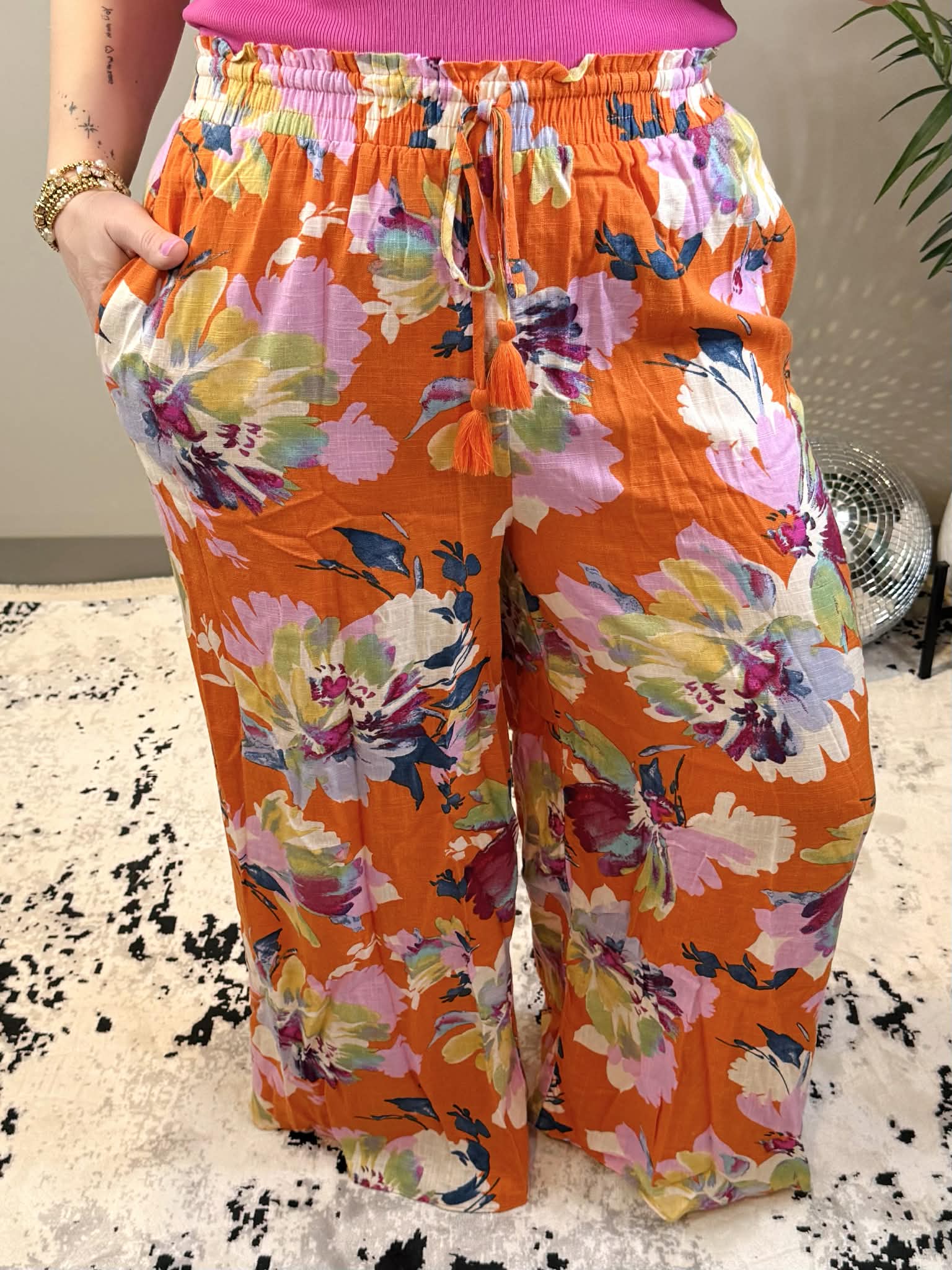 Floral Tango Linen Pants {S-3X} - KaraMarie
