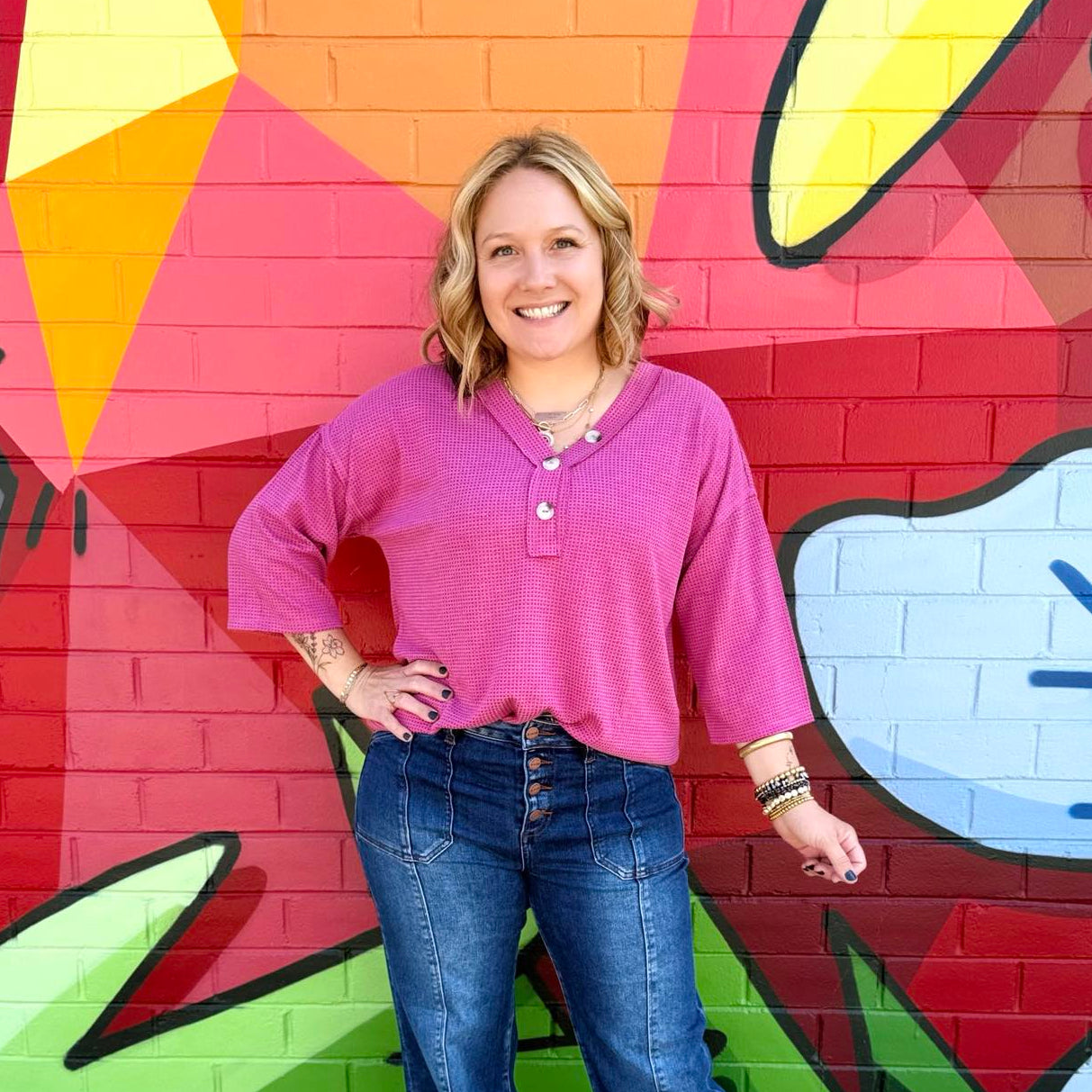 Essential Waffle V-Neck Top - Multiple Colors! {S-3X}