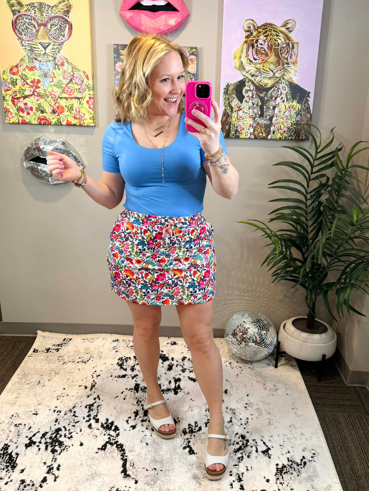 Fiesta Time Floral Skort - White {S-2X} - KaraMarie