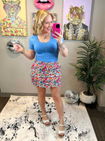 Fiesta Time Floral Skort - White {S-2X} - KaraMarie
