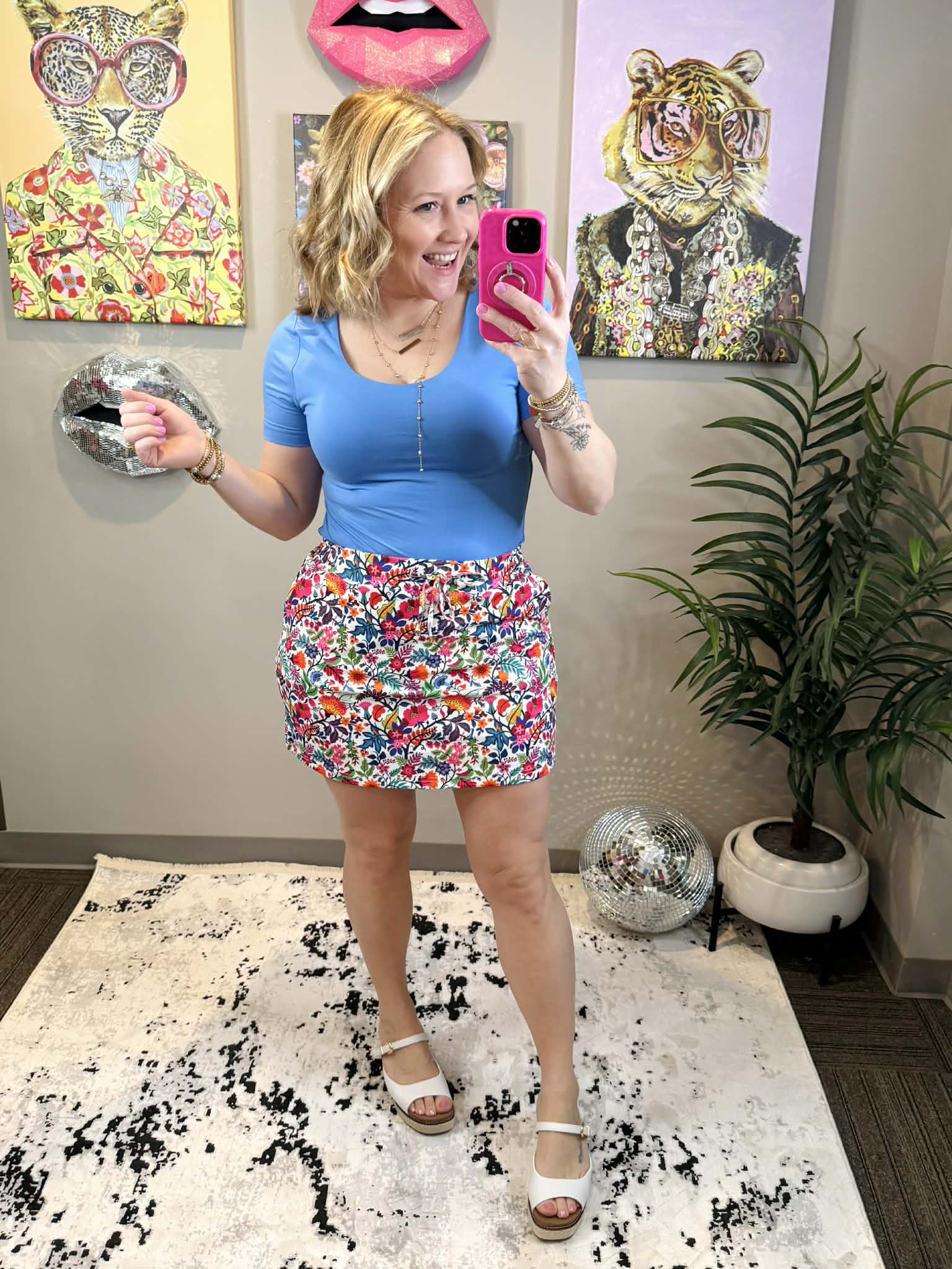 Fiesta Time Floral Skort - White {S-2X} - KaraMarie