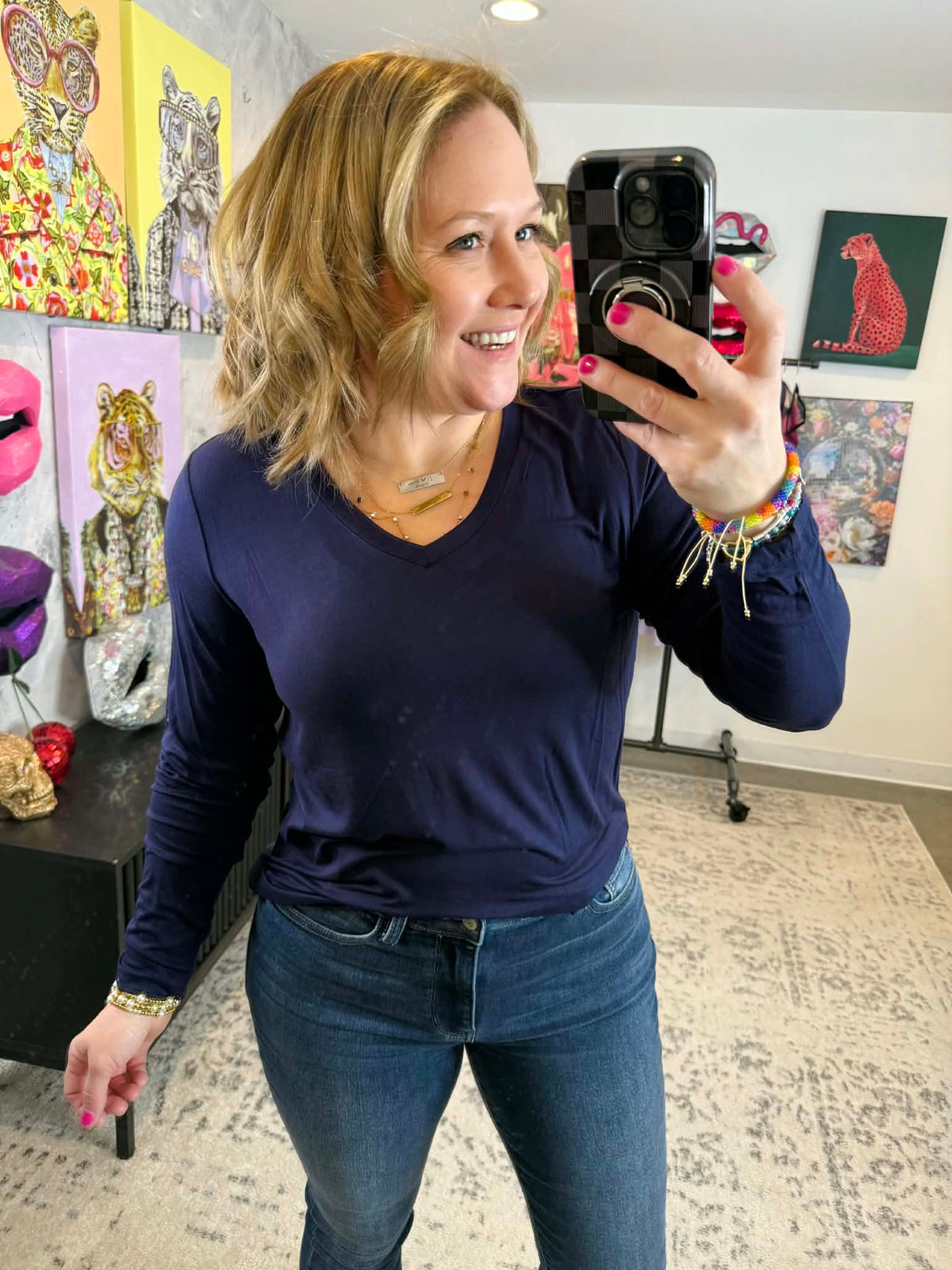 MM Larissa Long Sleeve - Navy {S-3X} - KaraMarie