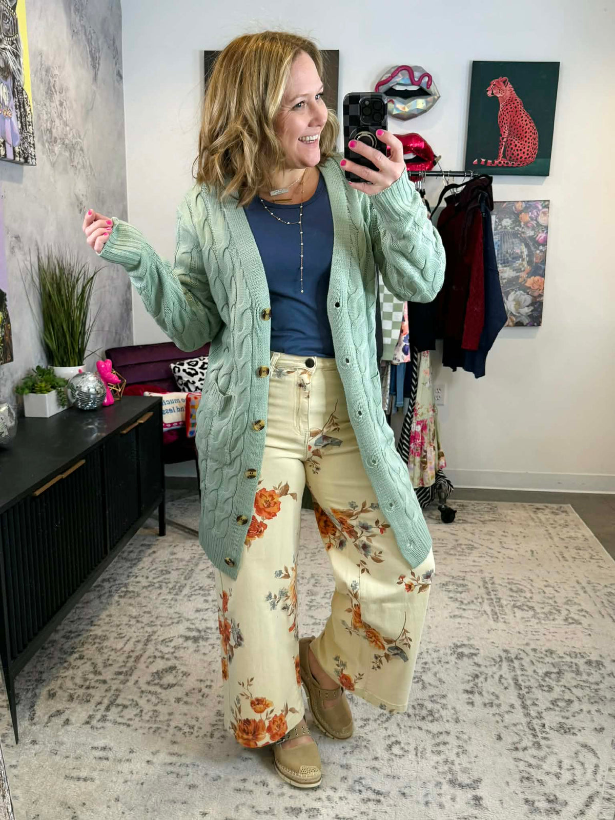 Mint Line Texture Cardigan {S-XL} - KaraMarie
