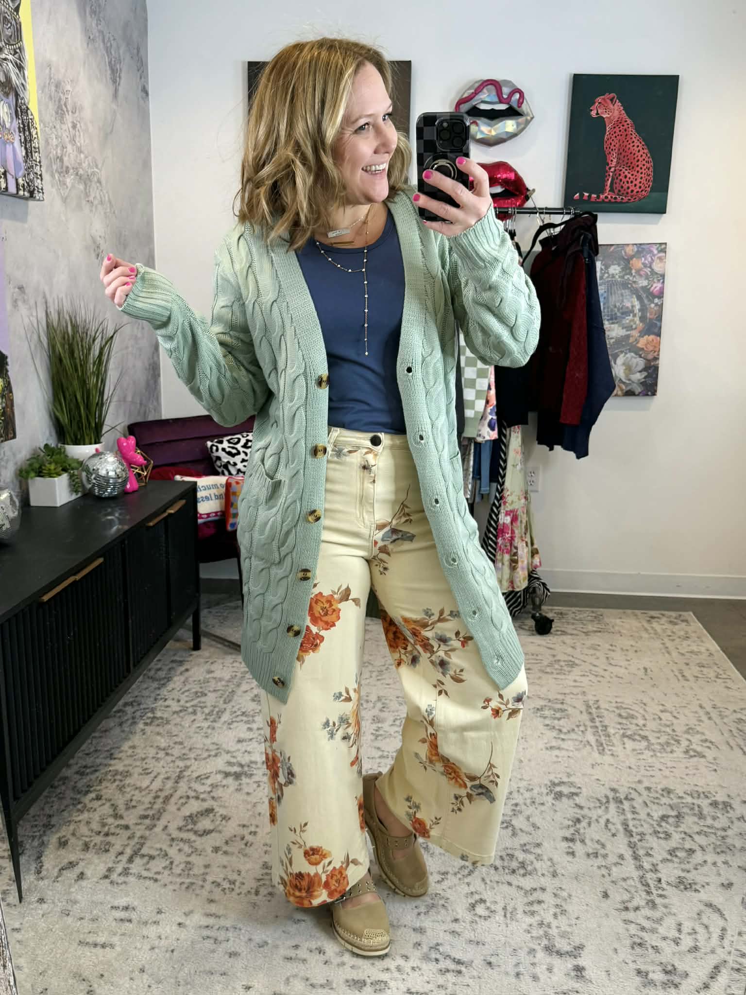 Mint Line Texture Cardigan {S-XL} - KaraMarie