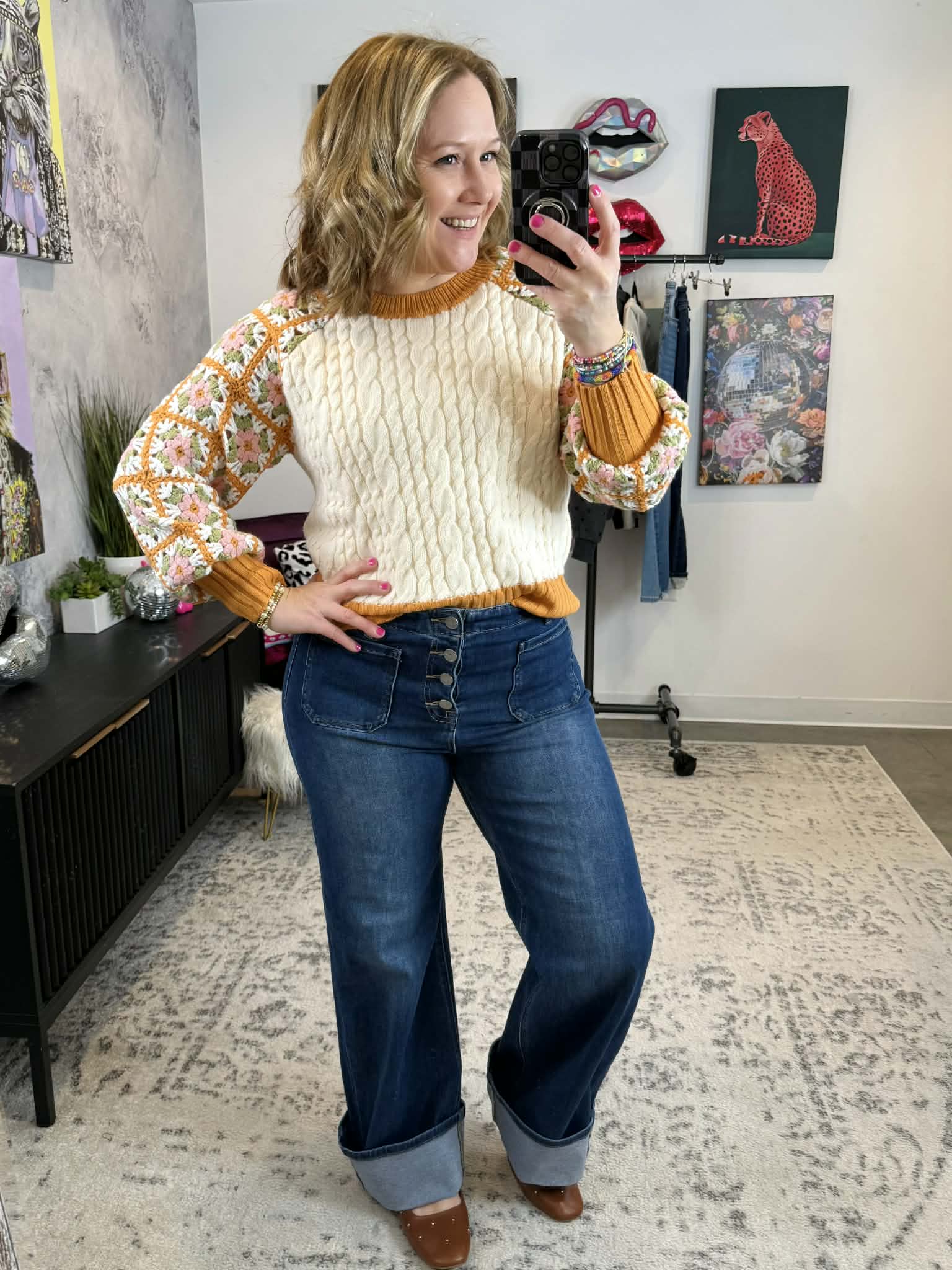 Crafted Squares Cable Knit Sweater {S-XL} - KaraMarie