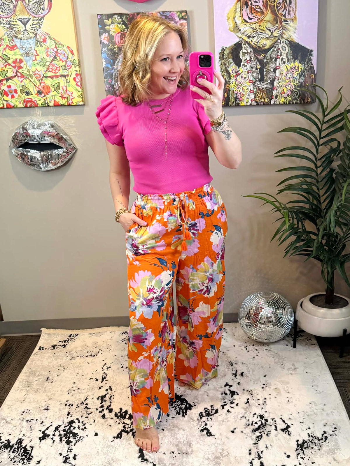 Floral Tango Linen Pants {S-3X} - KaraMarie