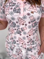 Pajama Set - Short Sleeve - Disco Snowman {S-3X} - KaraMarie