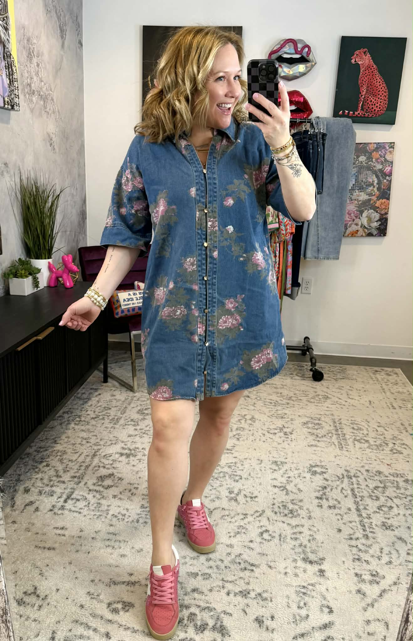 Floral Days Denim Dress {S-L} - KaraMarie