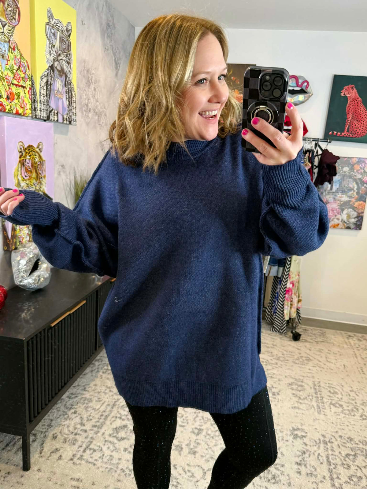 MM Aurora Cozy Sweater - Navy {S-2X} - KaraMarie
