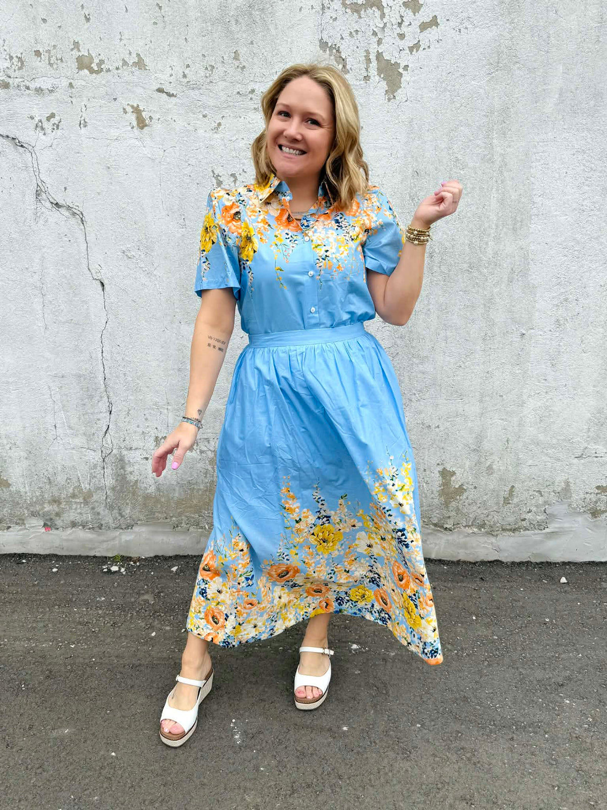 Top Bloom Blouse - Blue {S-L} - KaraMarie