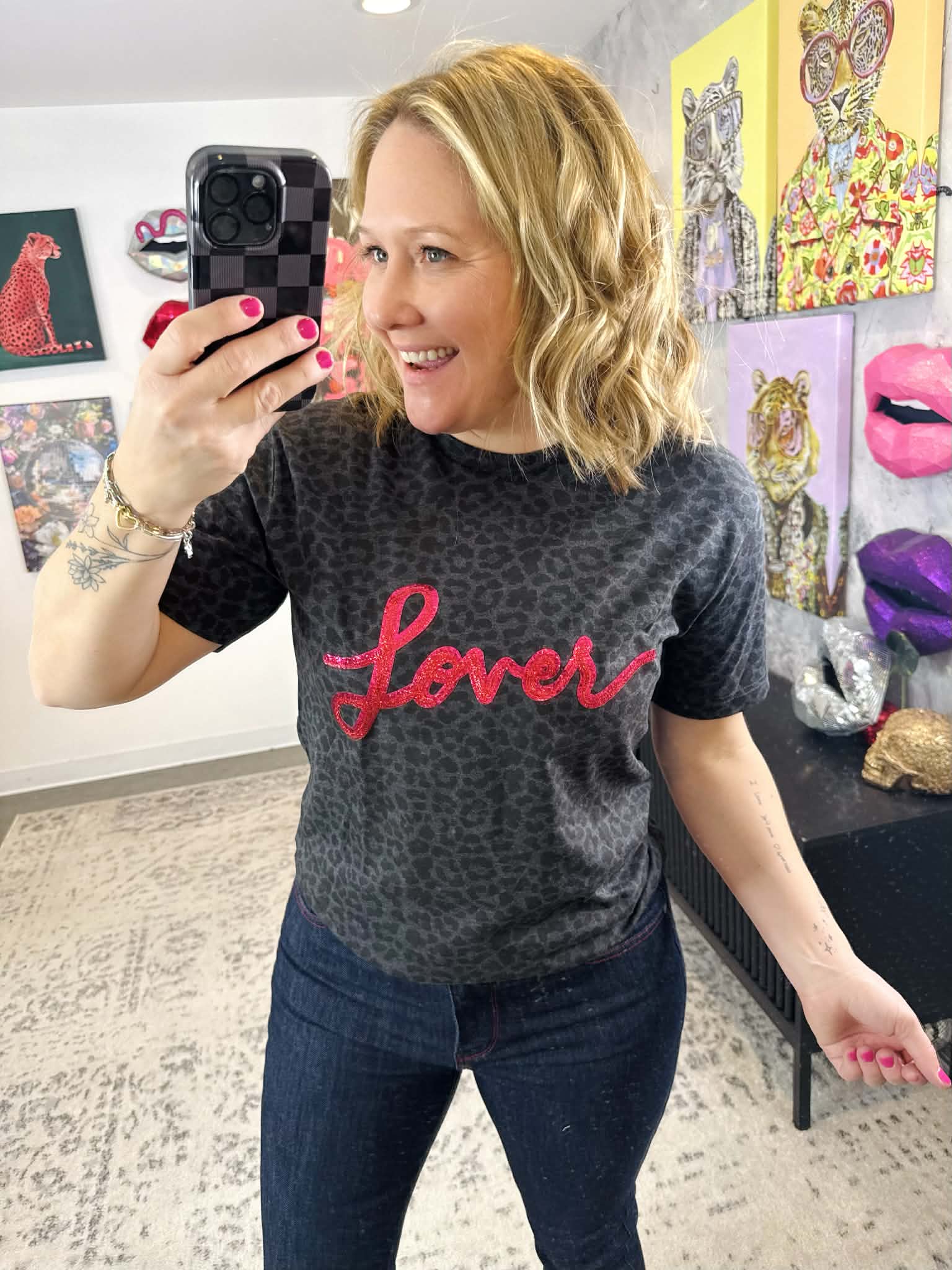Sequin Lover Leopard Graphic Tee {S-3X} - KaraMarie