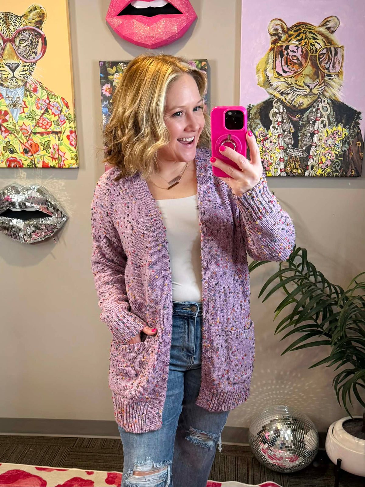BLAKELEY Miley Dot Cardigan - Lavender {OS-Curvy} - KaraMarie